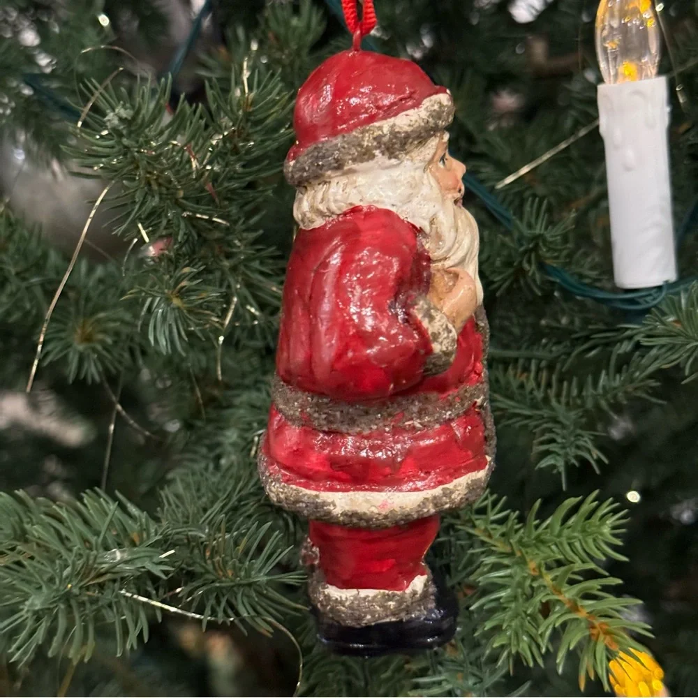 Vintage Pottery Barn Ceramic/ Glass Christmas Ornament: Santa